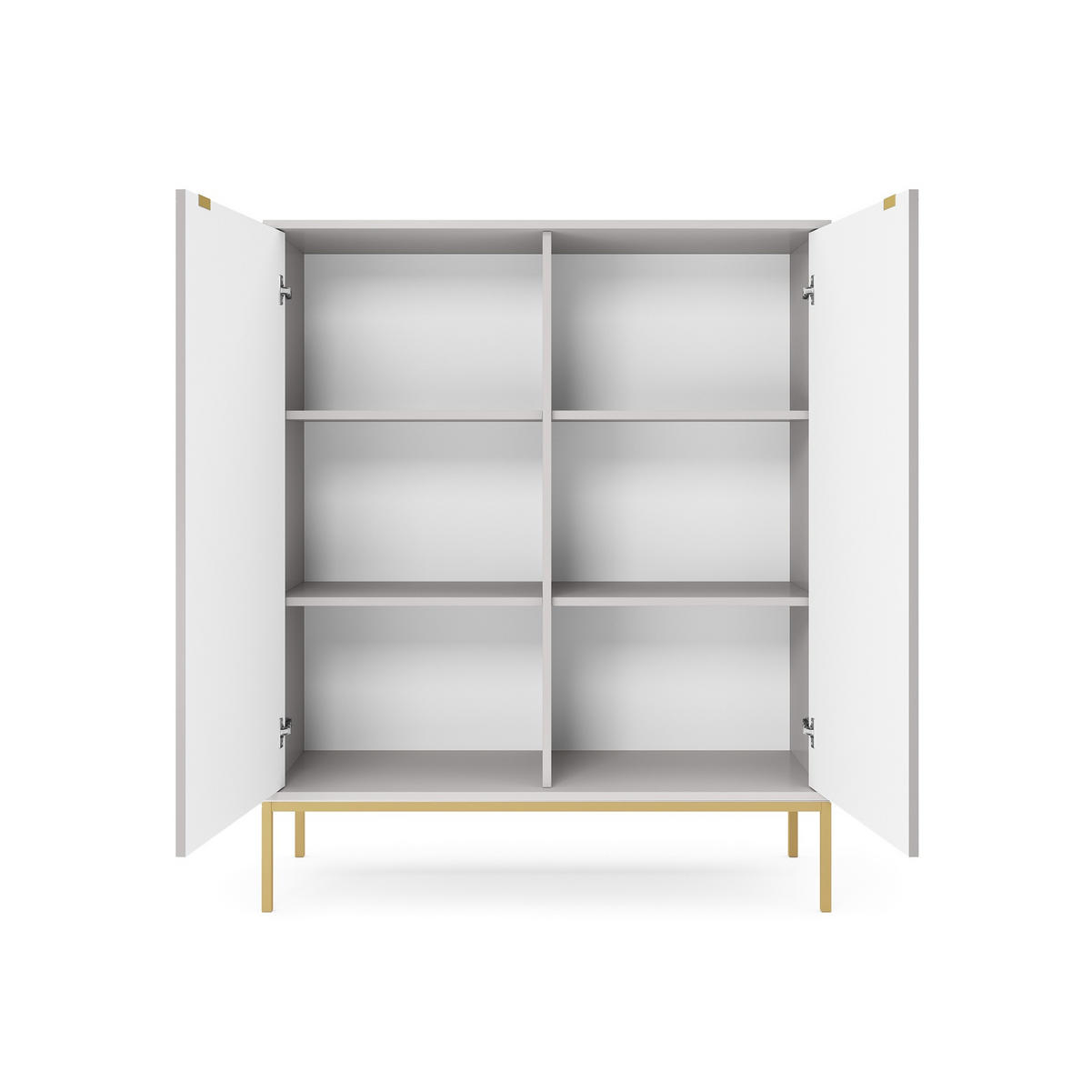 HIGHBOARD Nova Grau, Golden Beine - Goldfarben/Grau, Holzwerkstoff/Metall (104/125/39cm) - Bettso