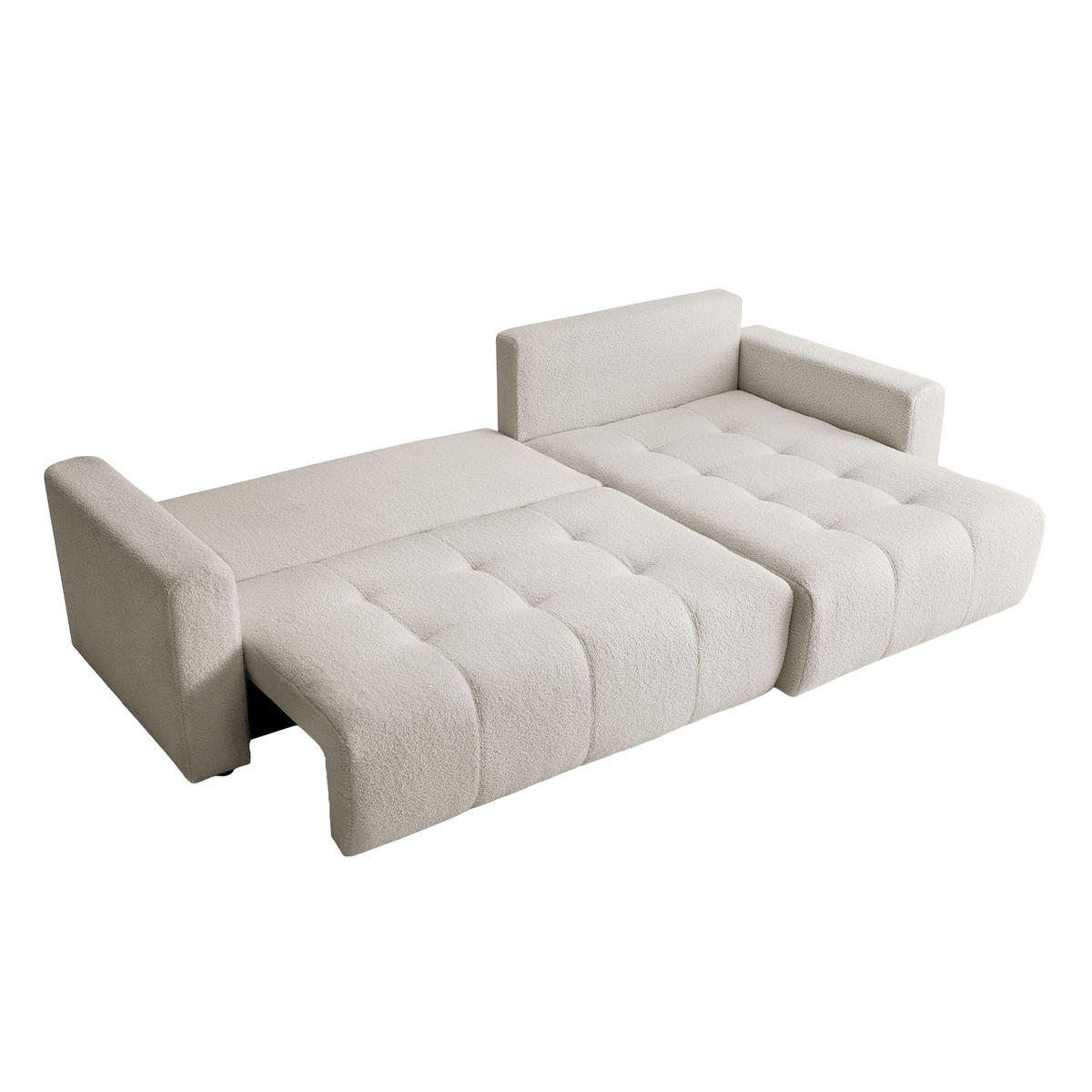 ECKSOFA WALONGO mit Schlaffunktion, Creme - Weiß, Textil (261/143cm) - Fedve