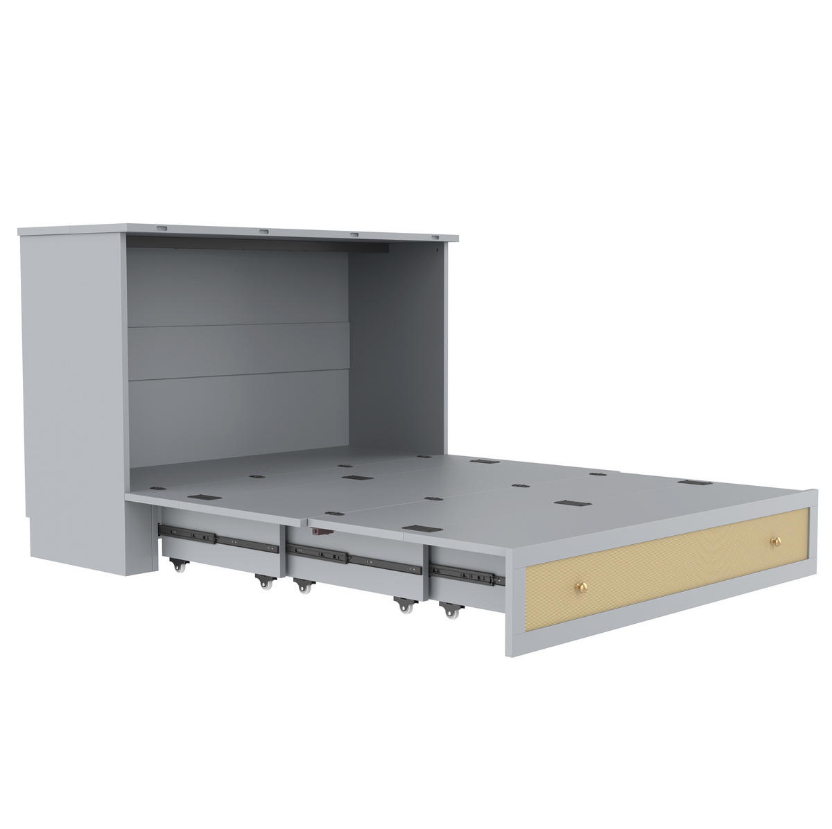 POSTELJNA omara iz MDF 140x200 cm siva z USB priključkom, vtičnico, predalom in preobrazbo v omaro - siva, leseni material (140/200cm) - Modfu
