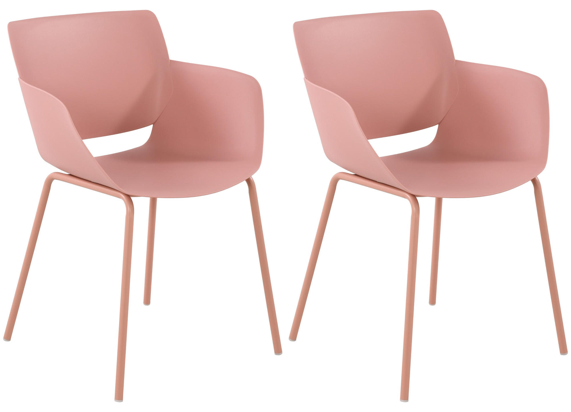 STUHL 2er Set Kunststoff Pink - Pink, Kunststoff/Metall (58/80/54cm) - CLP