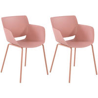 STUHL 2er Set Kunststoff Pink - Pink, Kunststoff/Metall (58/80/54cm) - CLP