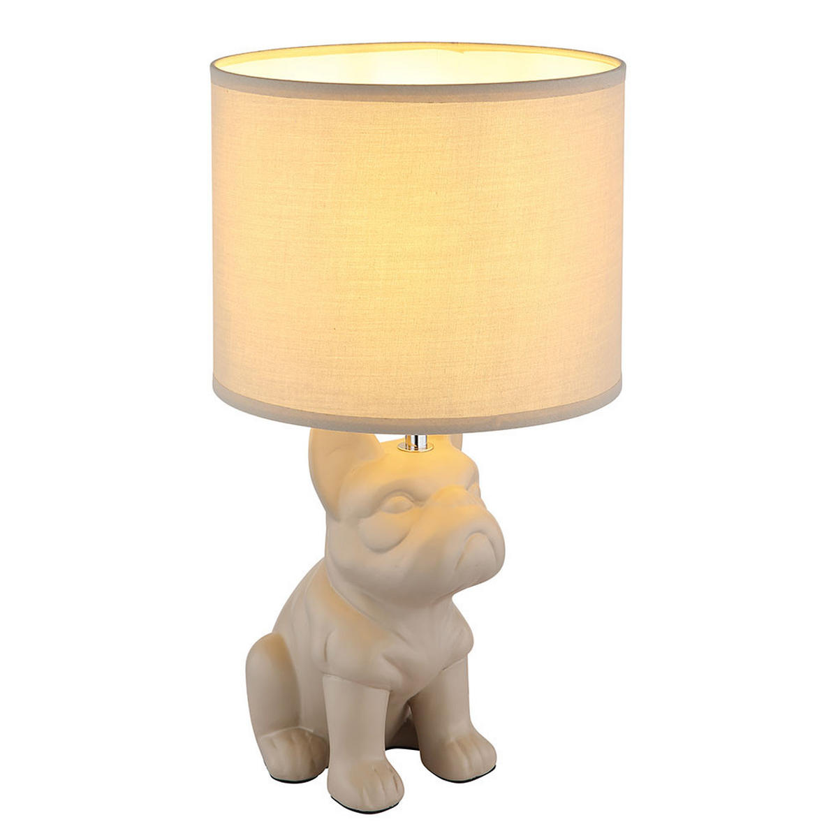 TISCHLEUCHTE Keramik Sandfarben Hunde Design - Beige, Textil (22/22/40cm) - Globo Lighting
