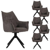ESSZIMMERSTUHL 6-er Set Ginosa grau drehbar - Schwarz/Grau, Textil/Metall (62/90/66cm) - Mr. Deko