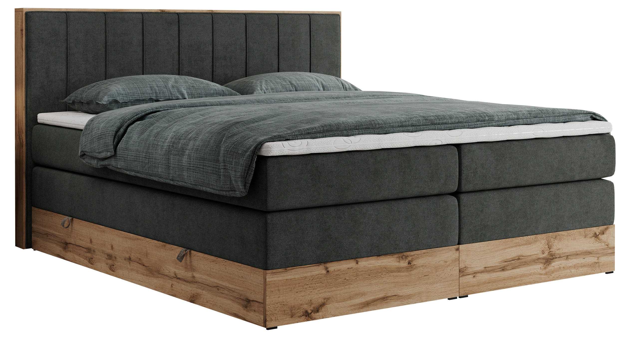 BOXSPRINGBETT BELLISSIMO KING 160/200 Dunkelgrau Struktur - H3 - Dunkelgrau, Holz/Textil (160/200cm) - MKS