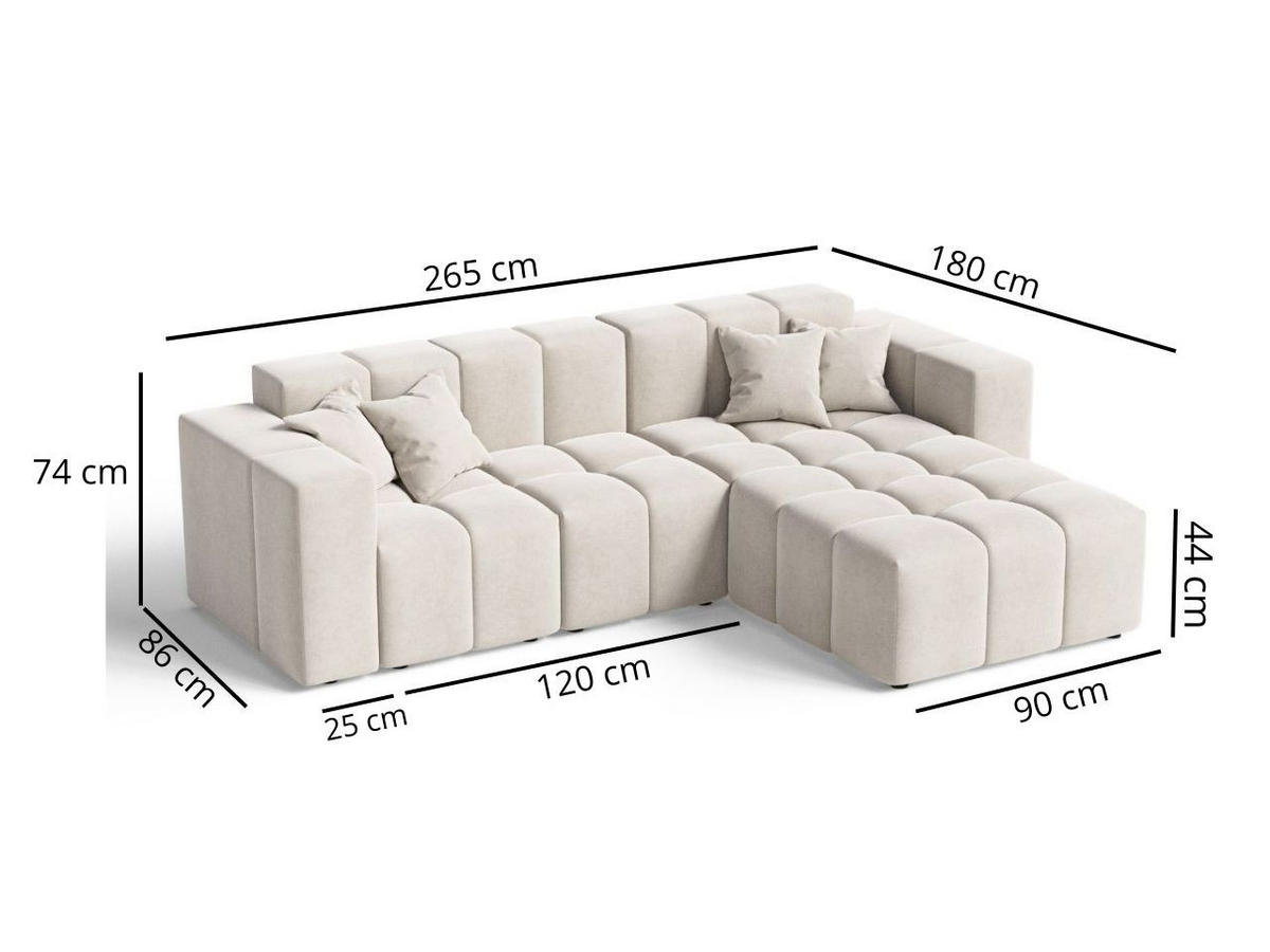 ECKSOFA Loopo Creme Rechts - Creme, Holz/Textil (265/180cm) - Graingold