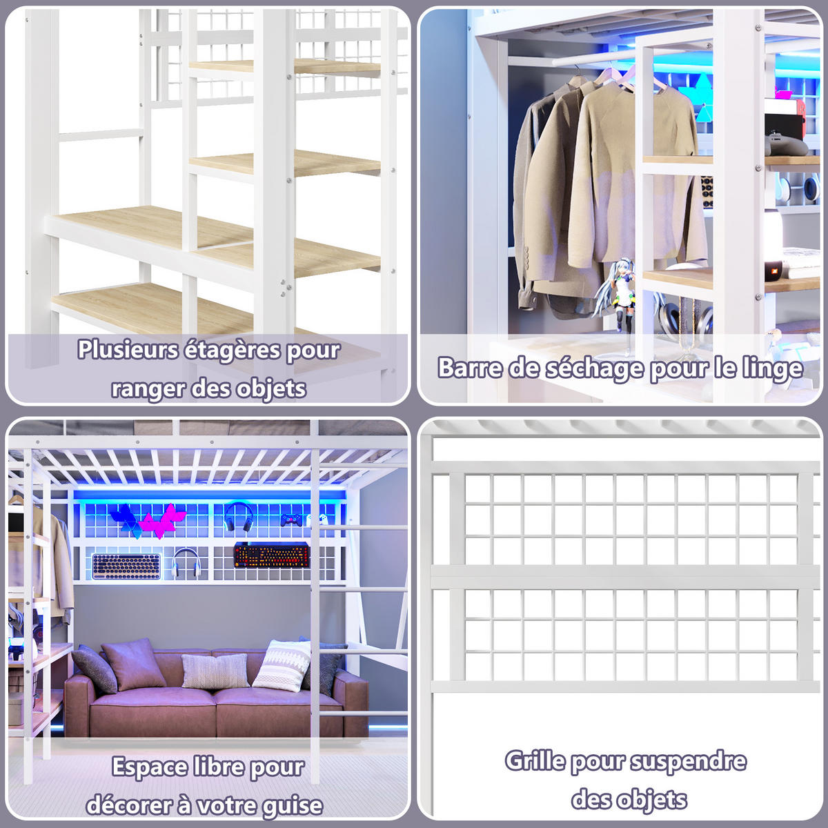 HOCHBETT Eisen 140/200 cm Weiß - Weiß, Metall - Raumix