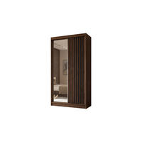 SCHWEBETÜRENSCHRANK LAMELLO 120/216/61 cm Modern Kleiderschrank 2-türig mit Spiegel Nussbaumfarben - Nussbaumfarben, Holzwerkstoff (120/216/61cm) - MASSENO