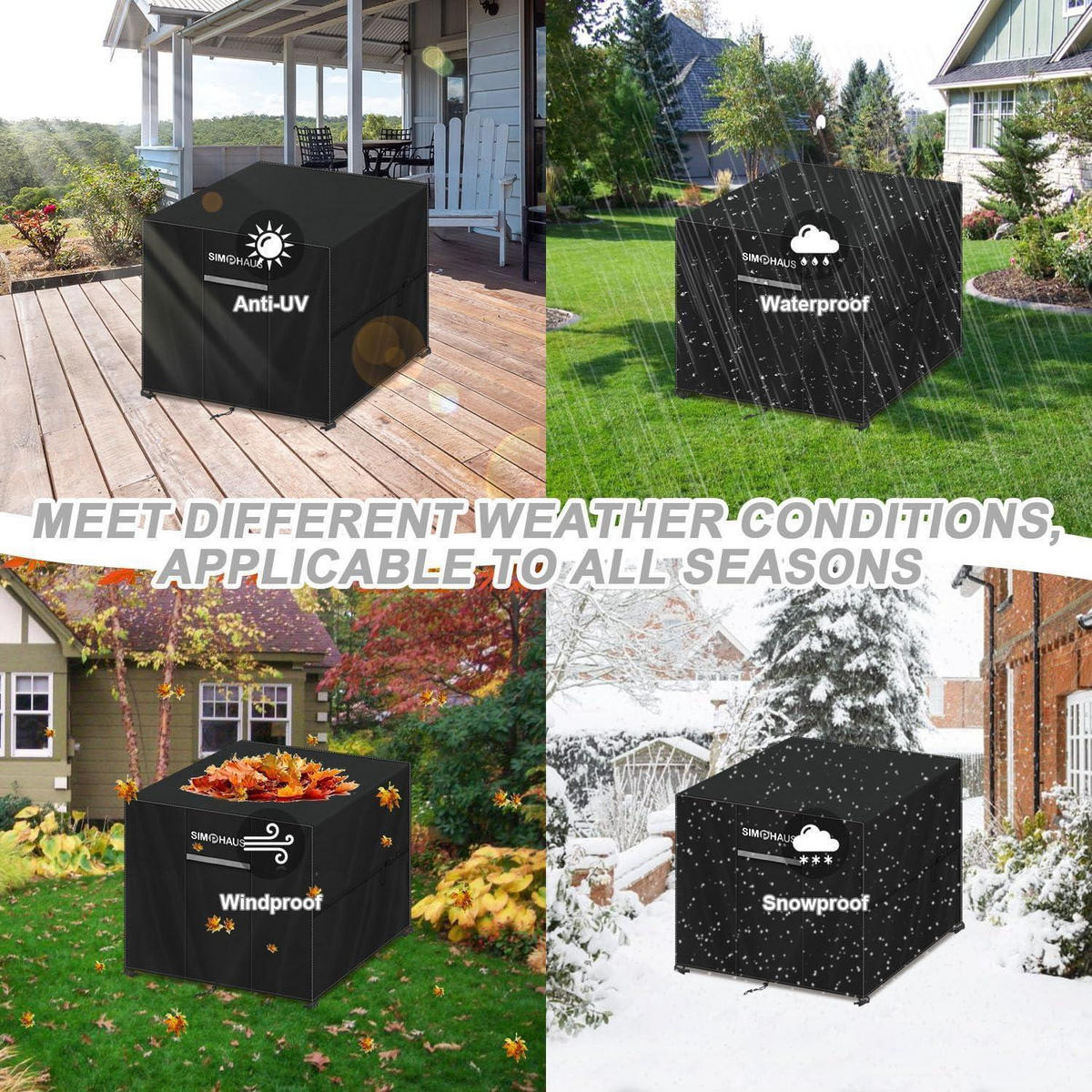 ABDECKUNG für Gartenmöbel 95 x 95 x 90 cm Schwarz - Schwarz, Kunststoff (95/90/95cm)