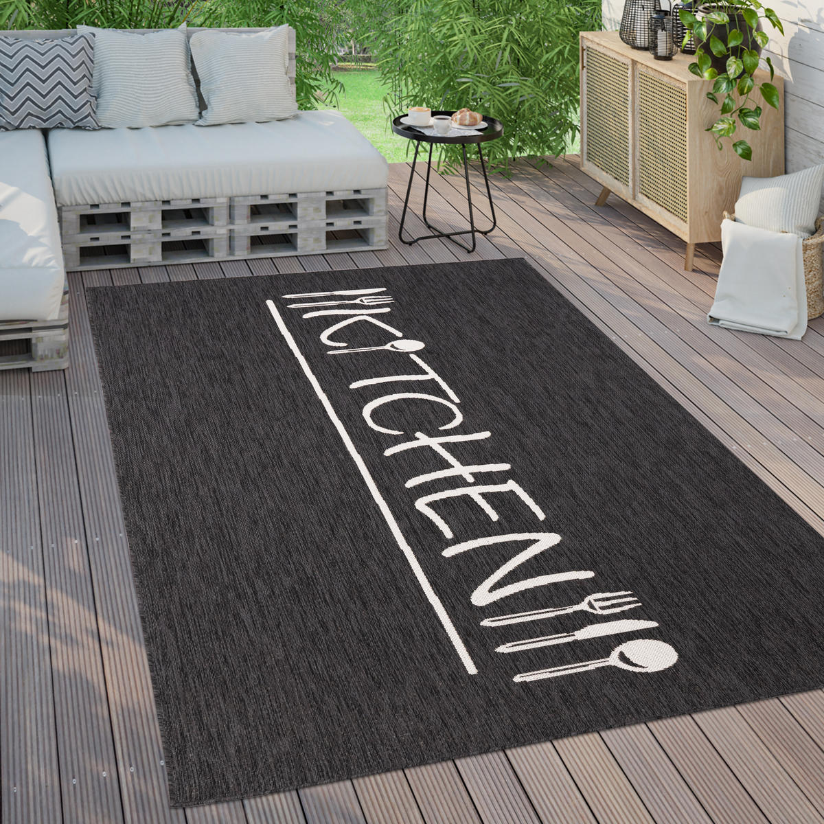 OUTDOORTEPPICH 200/280 cm Kitchen 385 - Anthrazit, Textil (200/280cm) - Paco Home