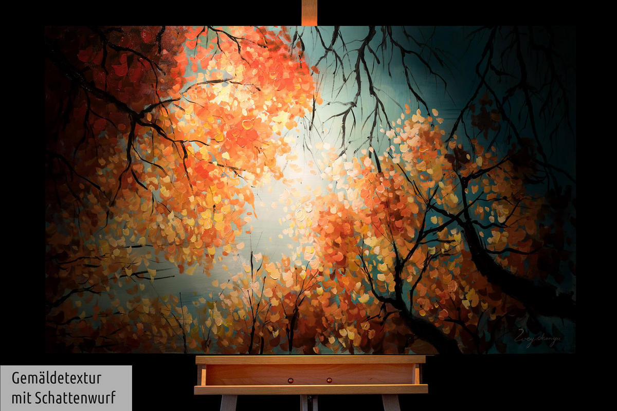 ÖLGEMÄLDE 120/75 cm - Blau/Orange, Holz/Textil (2.1/75cm) - KUNSTLOFT