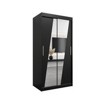 SCHWEBETÜRENSCHRANK 200/100/62 2-türig - Silberfarben/Schwarz, Holz/Kunststoff (100/200/62cm) - Abiks Möbel