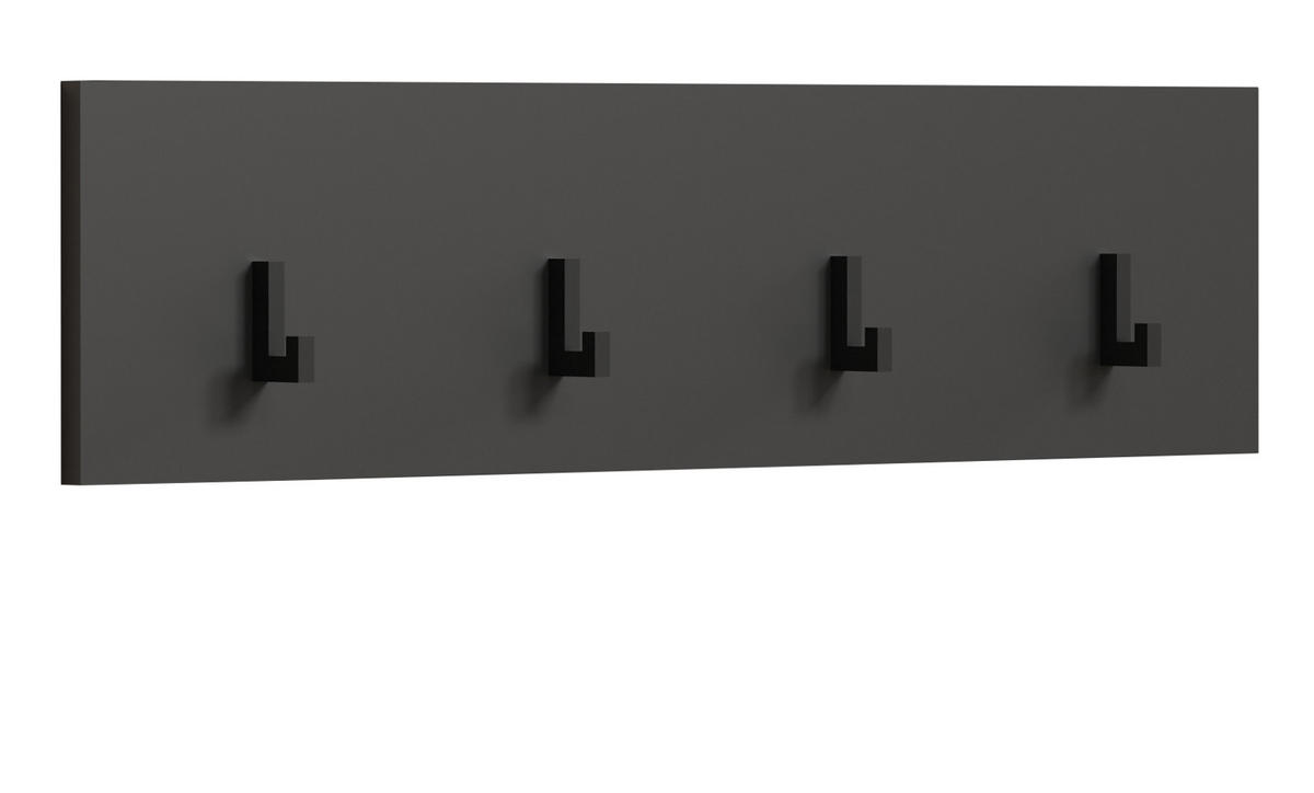 GARDEROBENLEISTE grau 80 x 20 cm, Wandgarderobe mit 4 Haken - Anthrazit/Grau, Holzwerkstoff (6/20/80cm) - Top.Furn