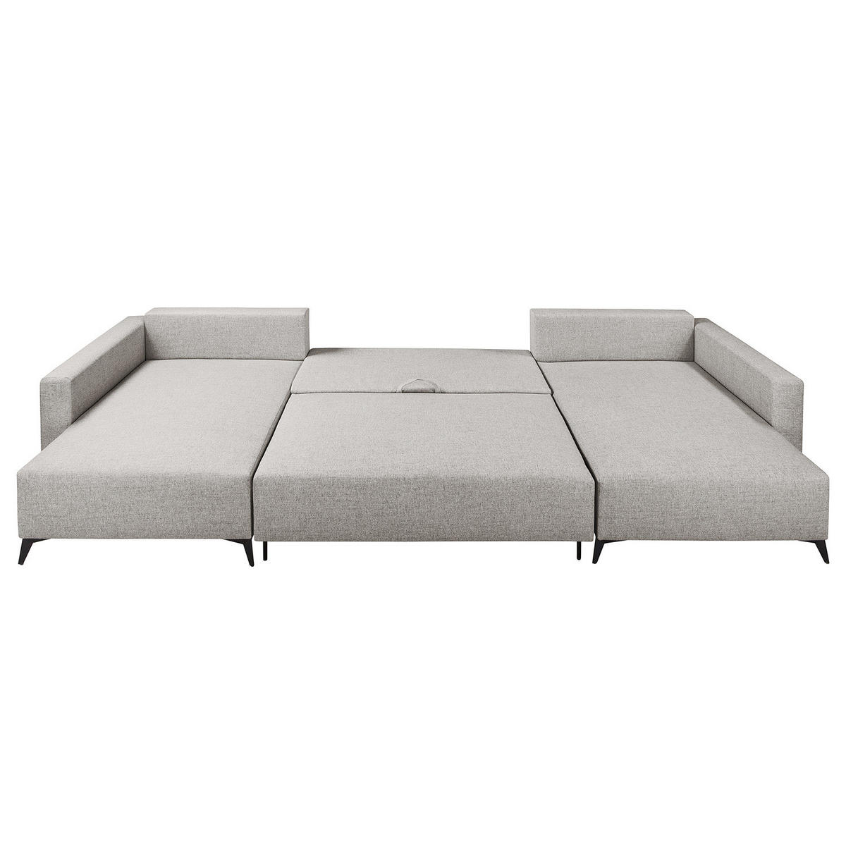 WOHNLANDSCHAFT - Hellgrau/Schwarz, Textil (382/81/148cm) - home24