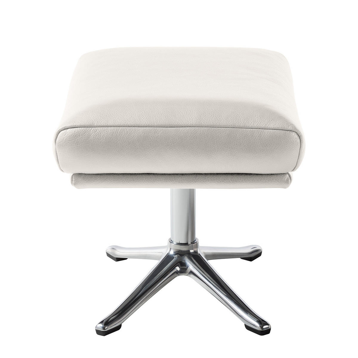 HOCKER mit Kreuzfuß - Chromfarben/Weiß, Leder/Metall (54/41/41cm) - home24