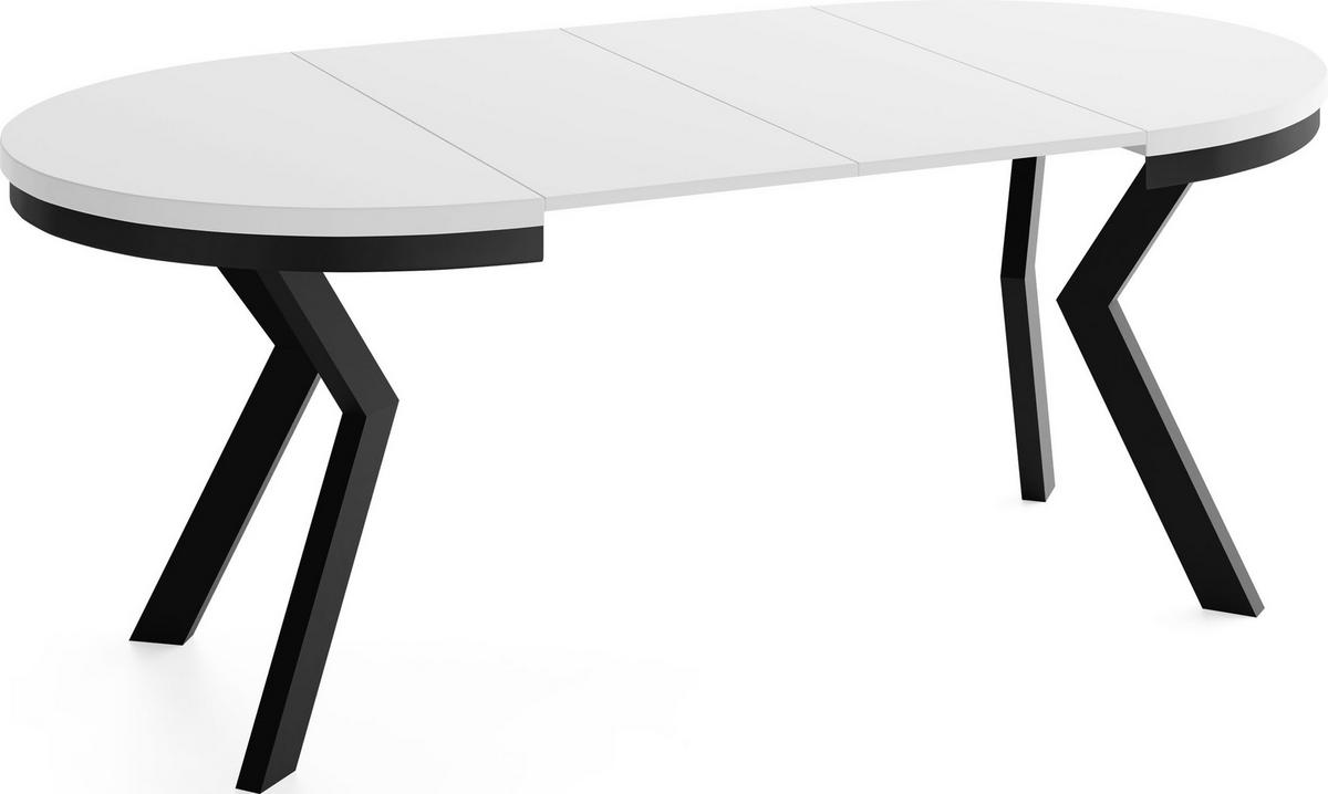 ESSTISCH Savio Neo rund ausziehbar verlängerbar XXL, Weiß 100-200/100/77 cm - Schwarz/Weiß, Holz/Holzwerkstoff (100/100/77cm) - WFL GROUP