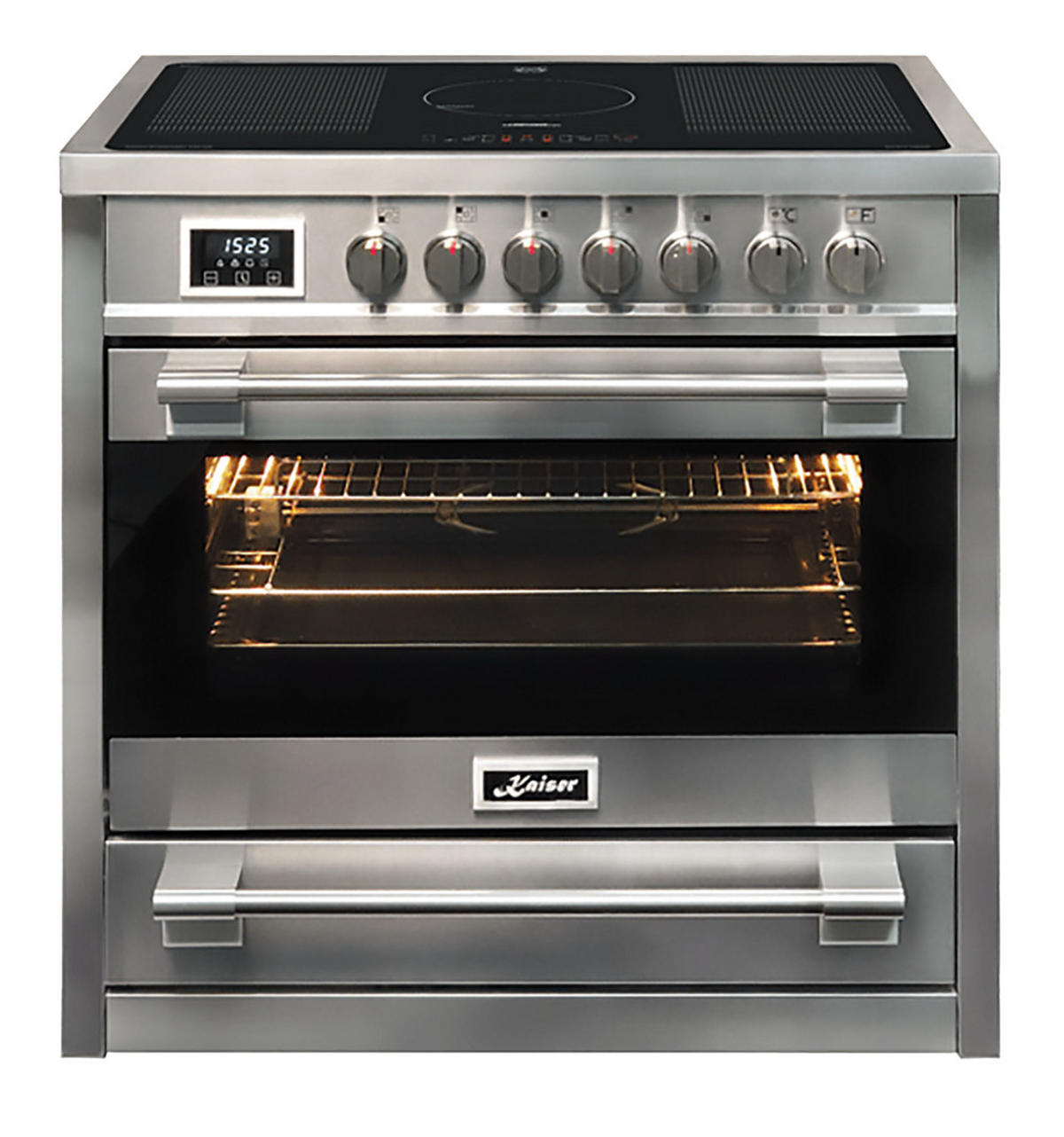 INDUKTIONS-STANDHERD HC 93691 IR 90 cm Inox - Silberfarben, Metall (90/92/60cm) - Kaiser Küchengeräte