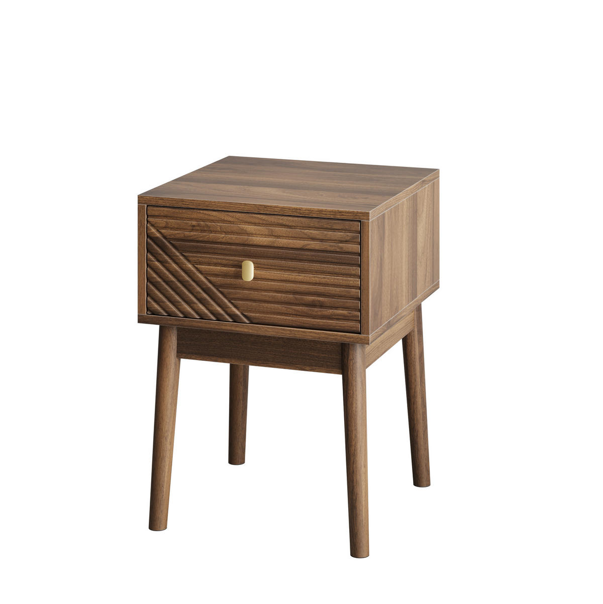 NACHTTISCH 40/40/55 cm walnussfarben aus MDF mit 2 Schubladen - Braun, Holzwerkstoff (40/55/40cm) - OKWISH