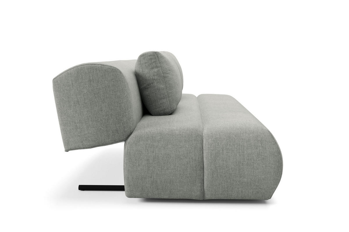 BETTSOFA ATOMO Grau Chenille-Stoff mit Schlaffunktion - Grau, Holz (217/82/134cm) - MASSENO
