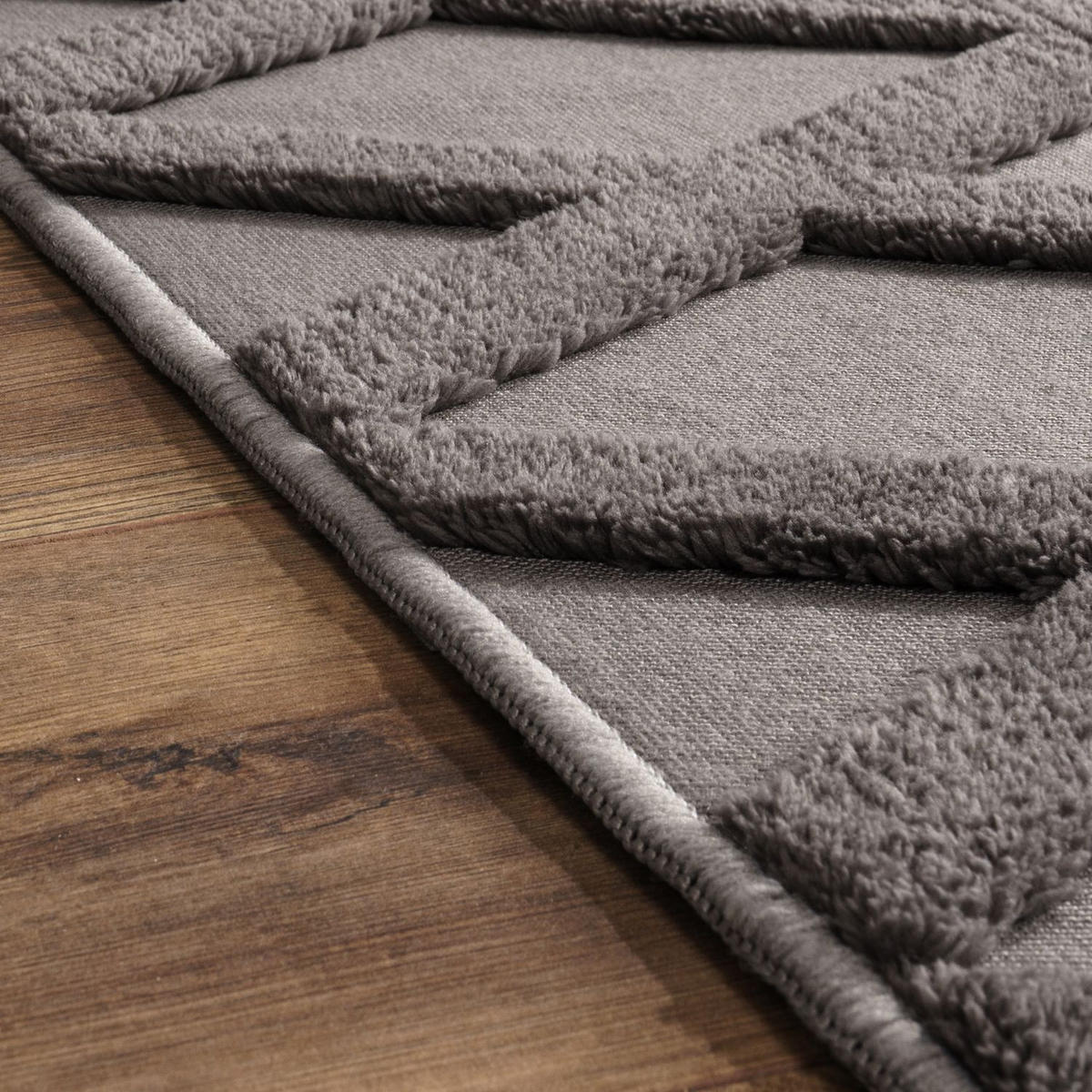 FLACHWEBETEPPICH Skandinavisch Anthrazit 80 x 150 cm - Anthrazit, Kunststoff (80/150cm) - TT Home
