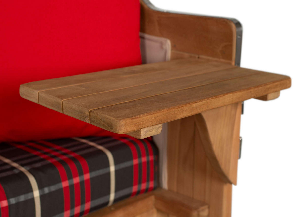 STRANDKORB XXL Düne Grande Teak Banana - Rot/Braun, Metall (142/170/95cm) - Mr. Deko