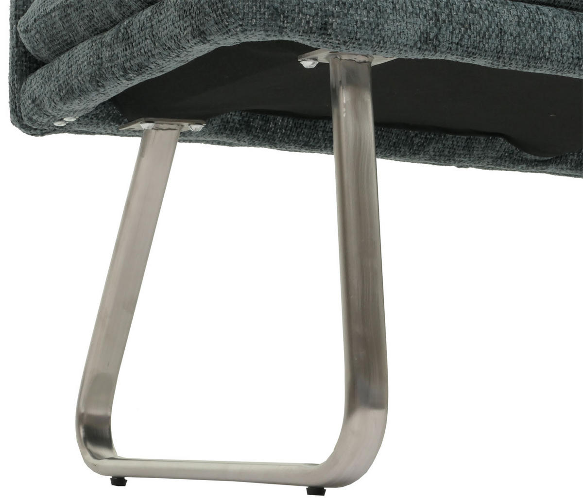 SITZBANK 93x180x58cm Sitzhöhe 51cm Lehne Stoff/Textil Chenille Edelstahl gebürstet 180cm Blau-Grün - Blau, Textil (180/93/58cm) - BERLINLODGE