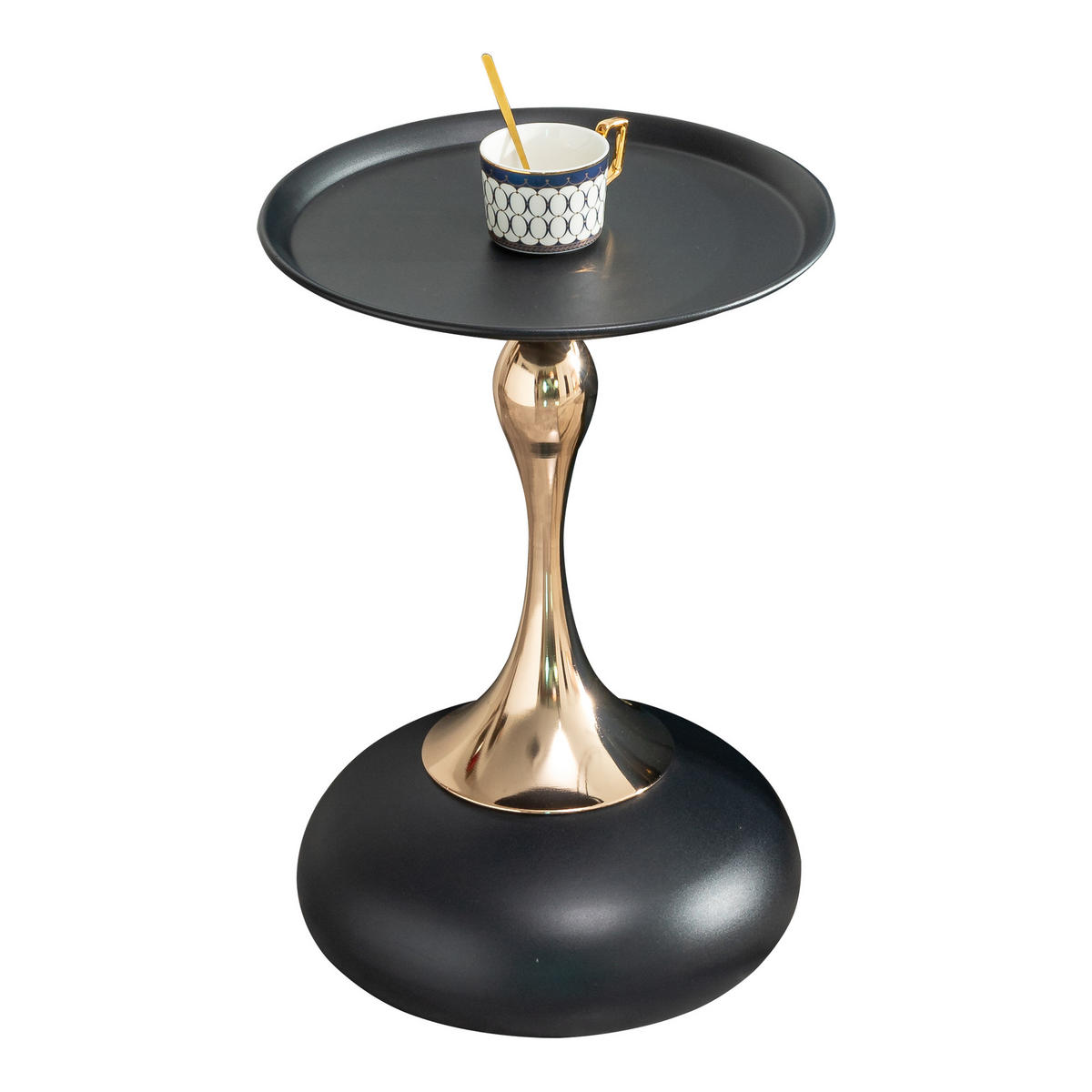 BEISTELLTISCH Ø 38 cm luxuriöses design - Schwarz, Metall (38/38/54cm) - Urban Meuble