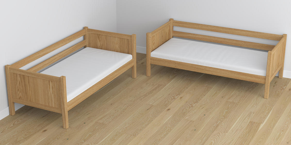 ETAGENBETT N02 mit Schublade Eiche Natur 120/190 - Eiche Artisan, Naturmaterialien/Holz (120/190cm) - N-Wood