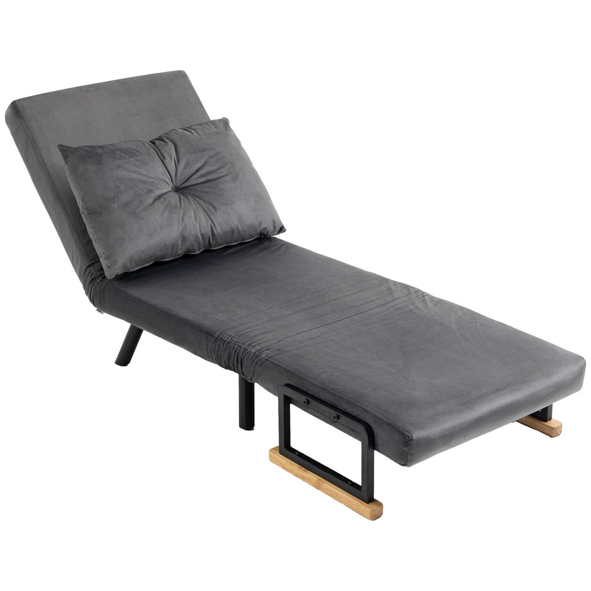 SCHLAFSESSEL DE-14615 mit 5-fach verstellbarer Rückenlehne, Samtbezug Grau - Dunkelgrau, Textil (63/81/73cm) - ComfortXL