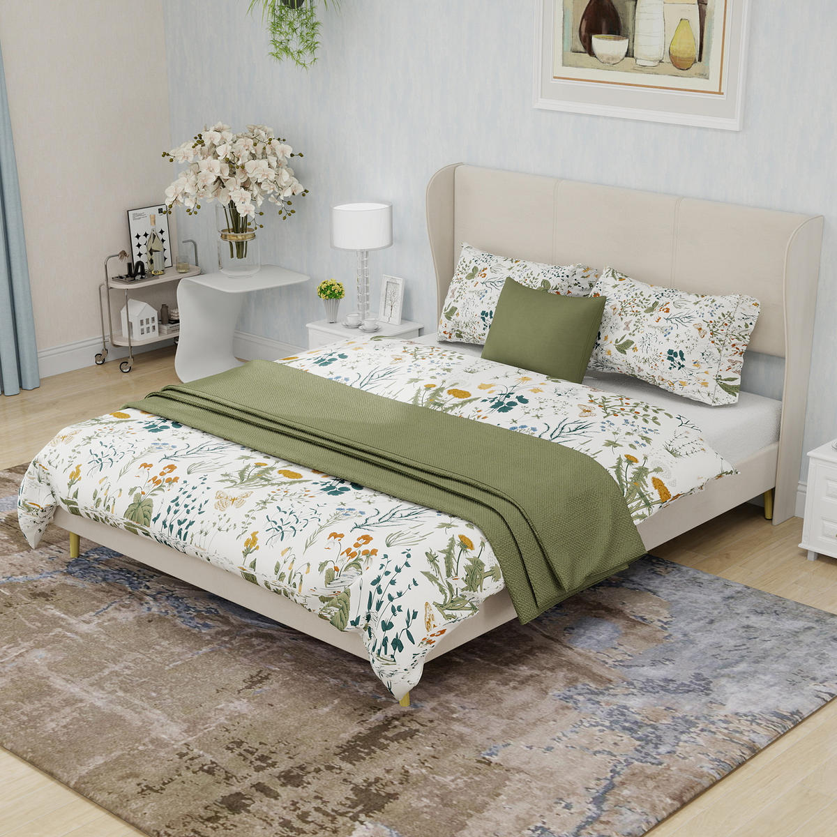 POLSTERBETT 140/200 cm in Beige Stoff - Beige, Holzwerkstoff/Textil (140/200cm) - WISHDOR