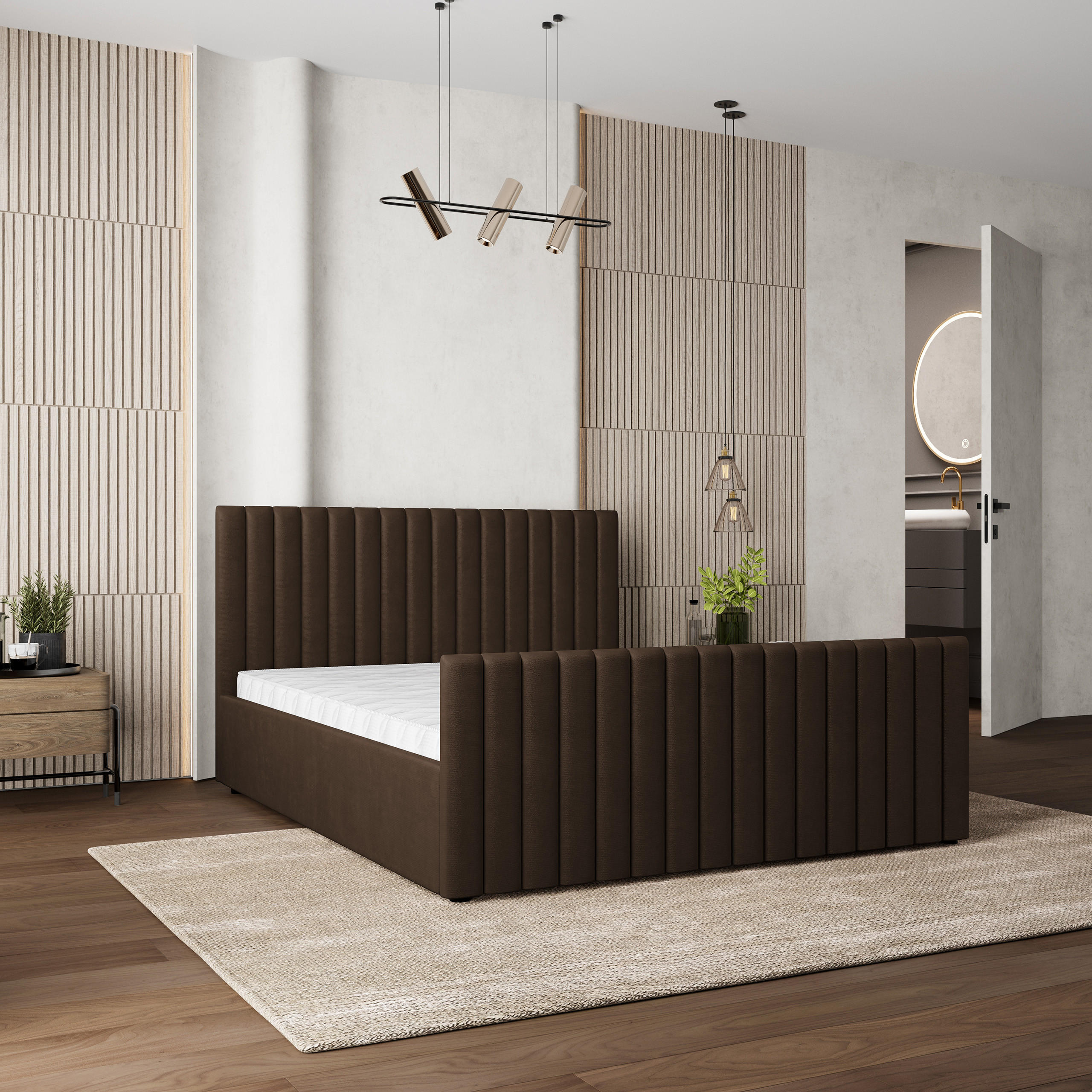 POLSTERBETT CANOVA 160x200 cm mit Bettkästen - Braun - Braun, Holz (160/200cm) - MASSENO