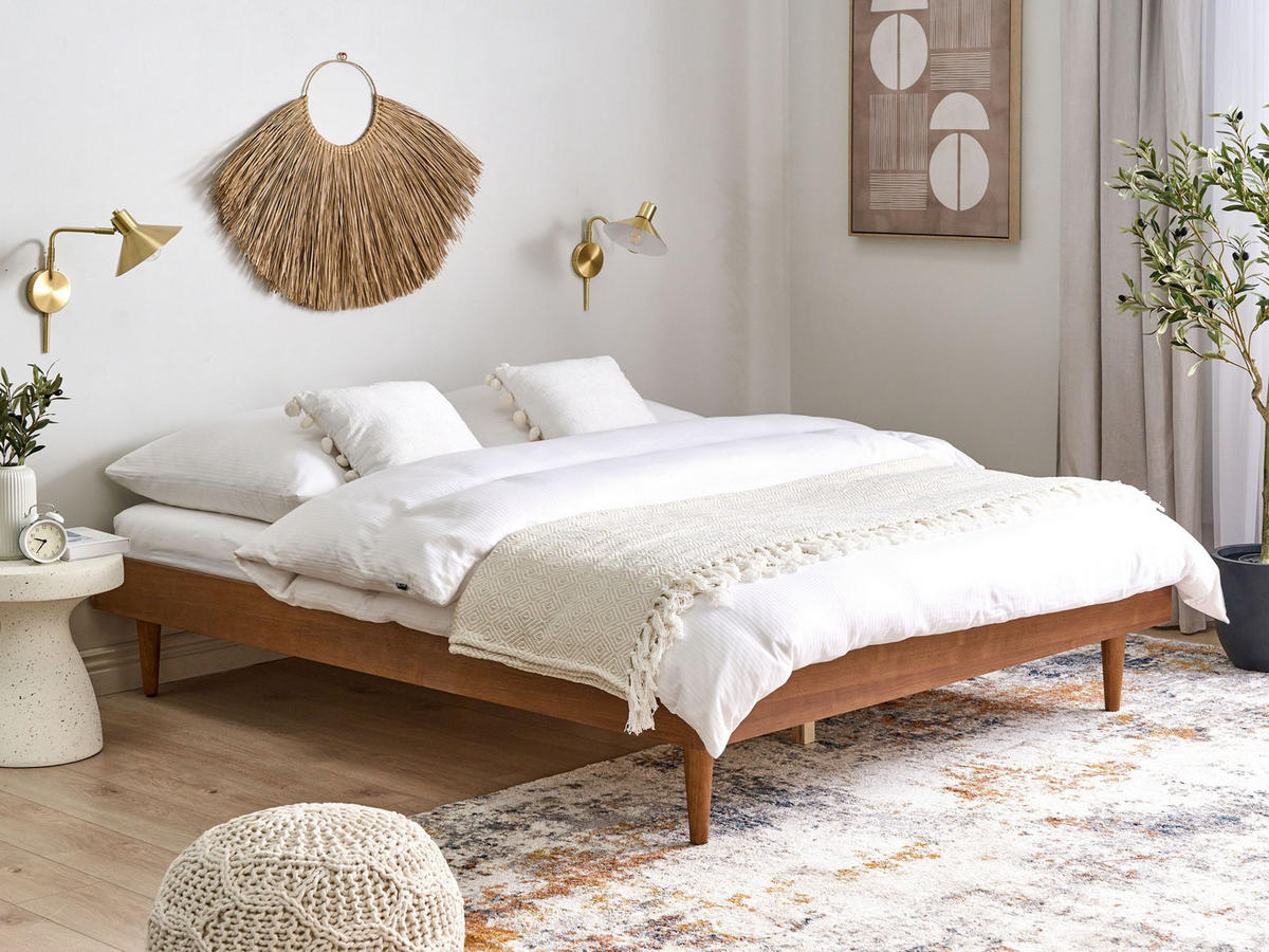 BETT mit Lattenrost 180/200 cm Braun Toucy - Braun, Holzwerkstoff (180/200cm) - Beliani