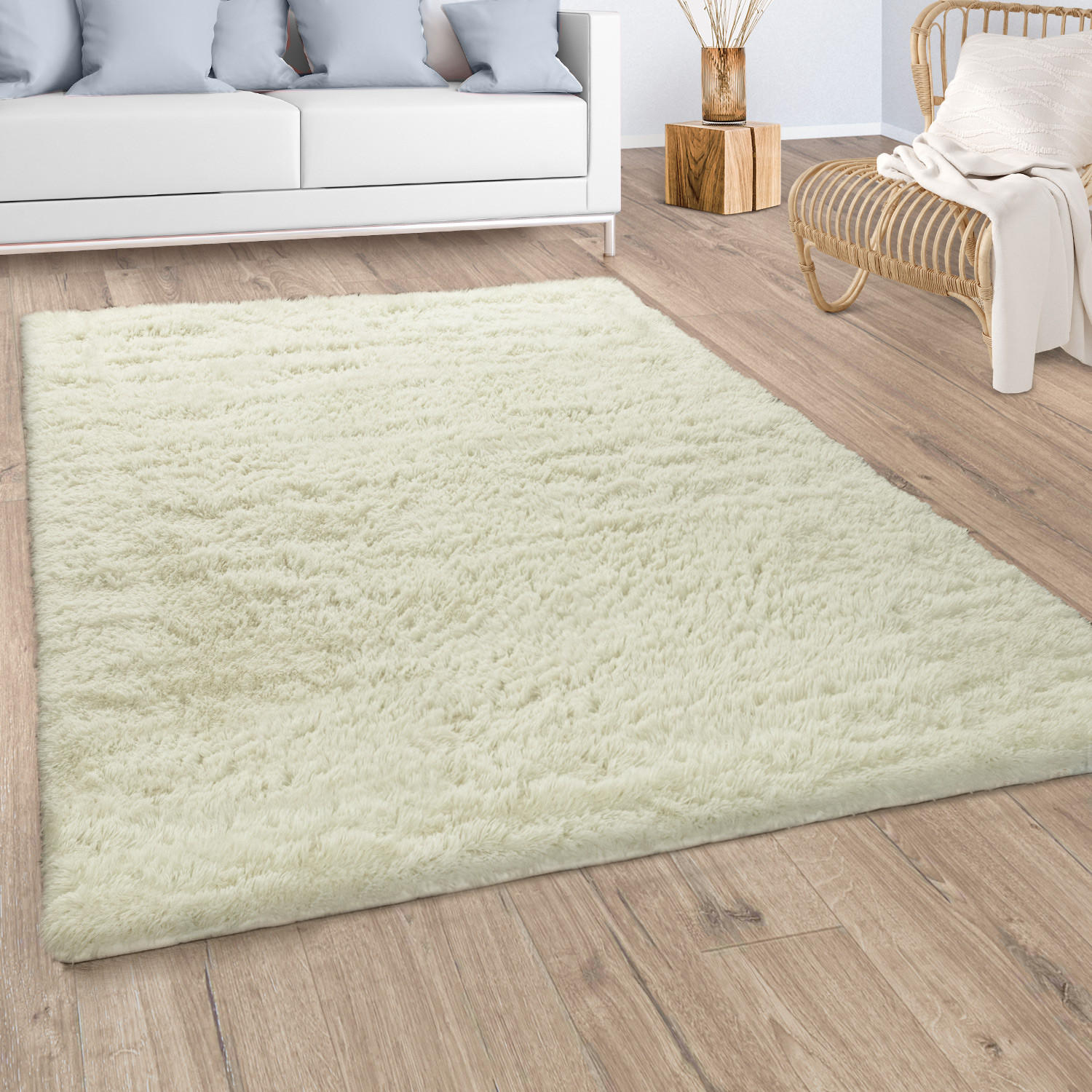 HOCHFLORTEPPICH 120/170 cm Silky 591 - Weiß, Textil (120/170cm) - Paco Home