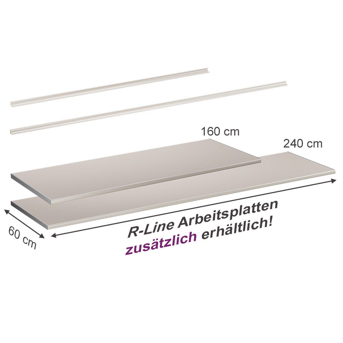 KUCHYŇSKÁ PRACOVNÍ DESKA R-Line, satén, 240 cm - béžová, kompozitní dřevo (240/2.8/60cm) - Vicco