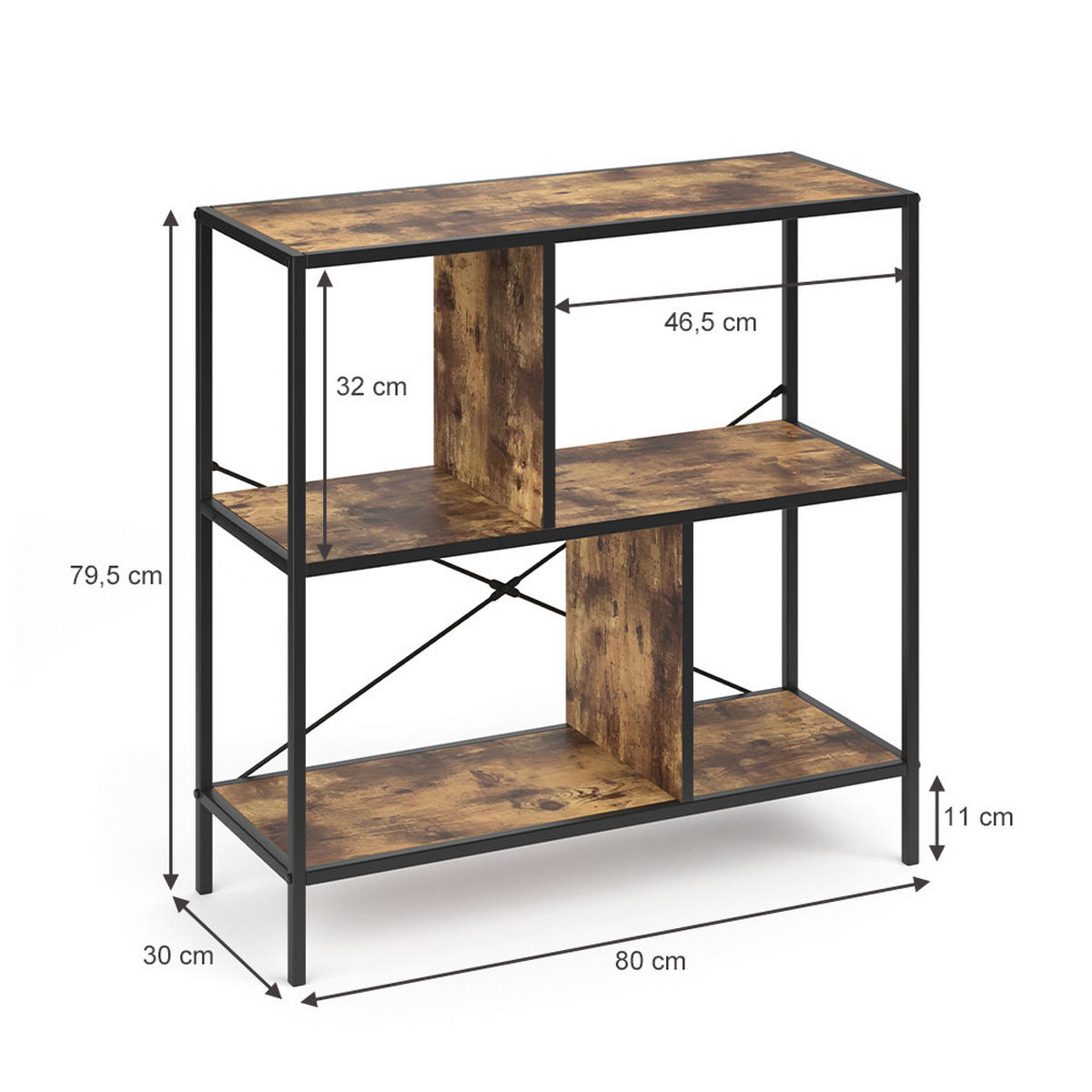 RAUMTEILER Fyrk Antikholz 80 x 79 cm - Eichefarben, Holzwerkstoff (80/79/30cm) - Vicco