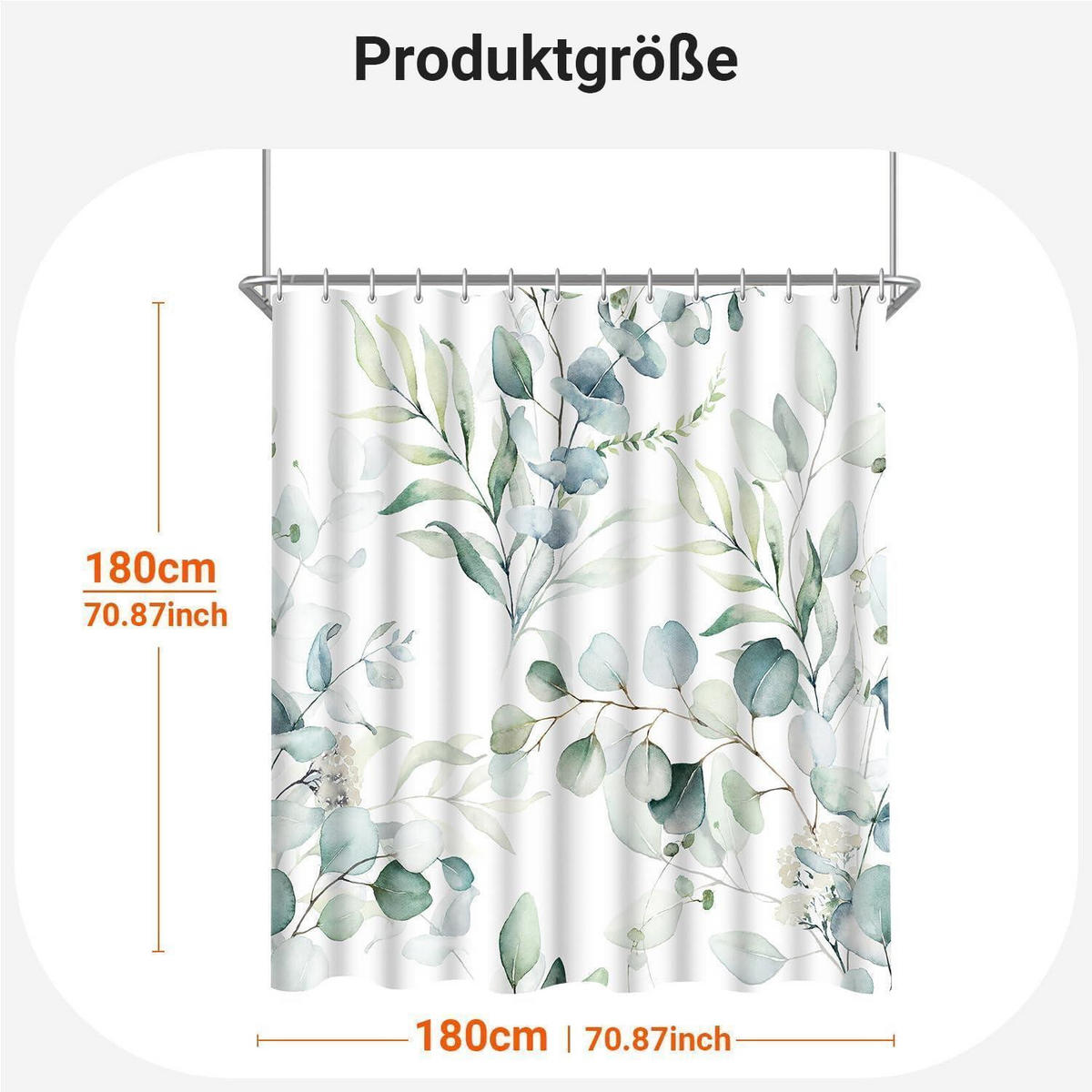 DUSCHVORHANG Blatt 180 x 180 cm Textil Wasserabweisend Waschbar - Multicolor, Textil (180/180cm)