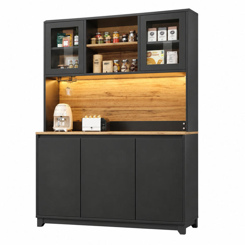 SIDEBOARD mit LED 120 x 40 x 180 cm Schwarz MDF/Metall - Schwarz, Metall (40/180/120cm) - Meubliv