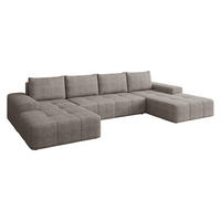 CANAPEA ÎN FORMĂ DE U Tonseo U - castaniu/negru, material plastic/material textil (344/78/173cm) - MIRJAN24