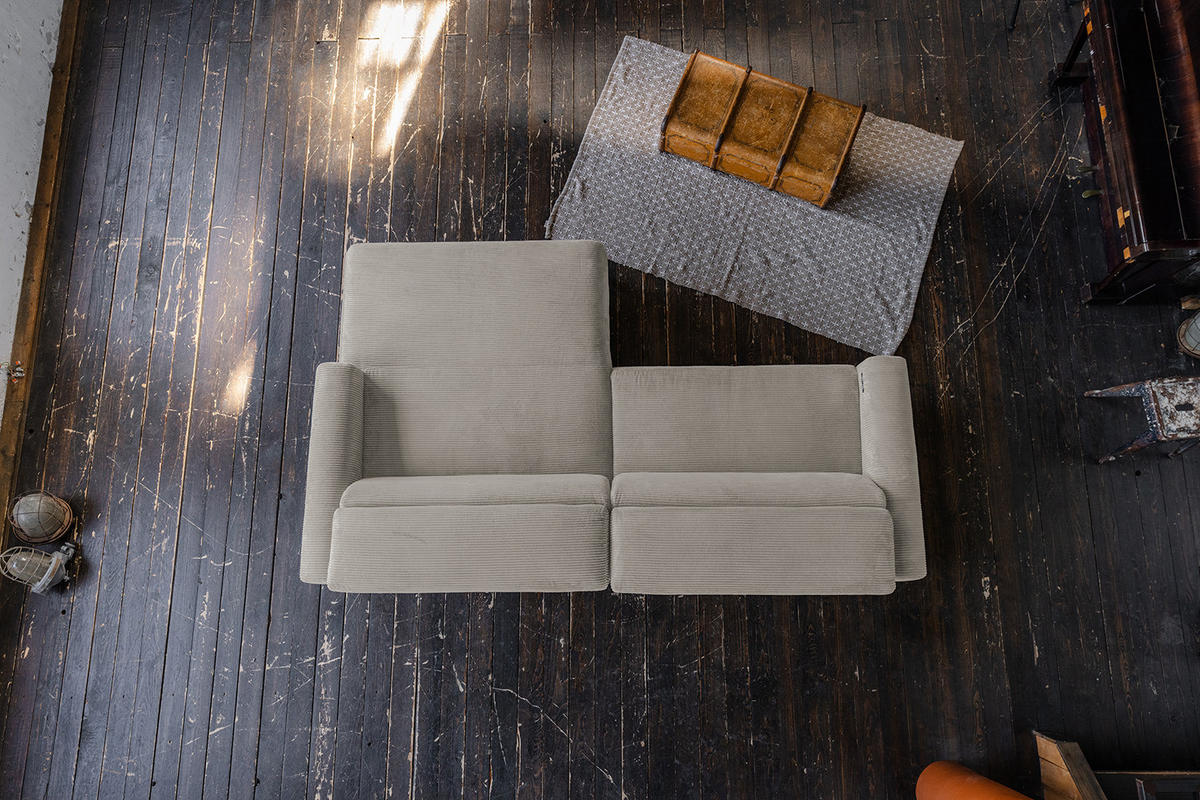 ECKSOFA LAISKA Steingrau Cord - Beige/Schwarz, Textil/Metall (282/177cm) - KAWOLA