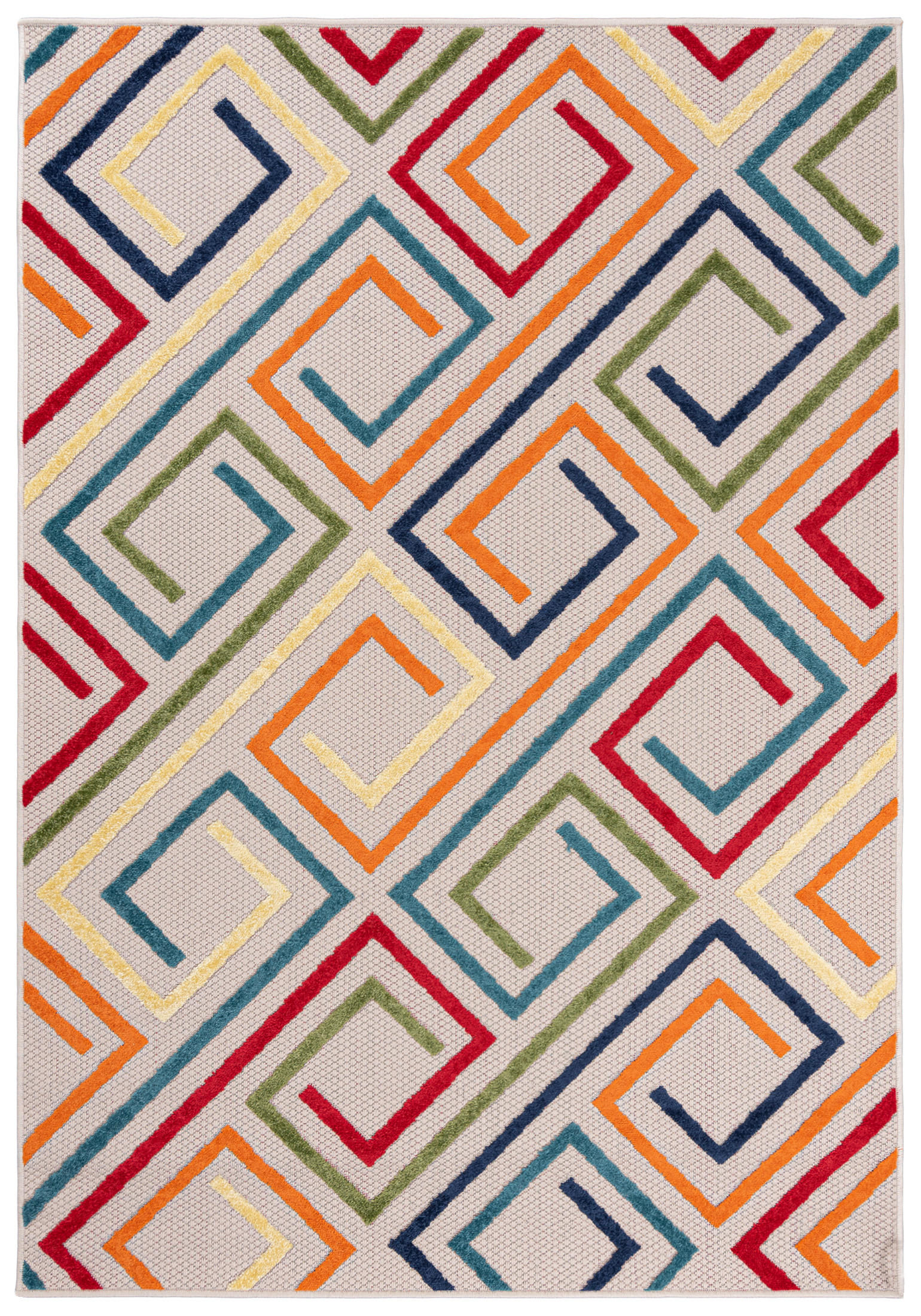 TEPPICH Outdoor Bunte Geometrisch Kurzflor Rechteckig - 160x230 cm - Grün, Textil (160/230cm) - Mazovia