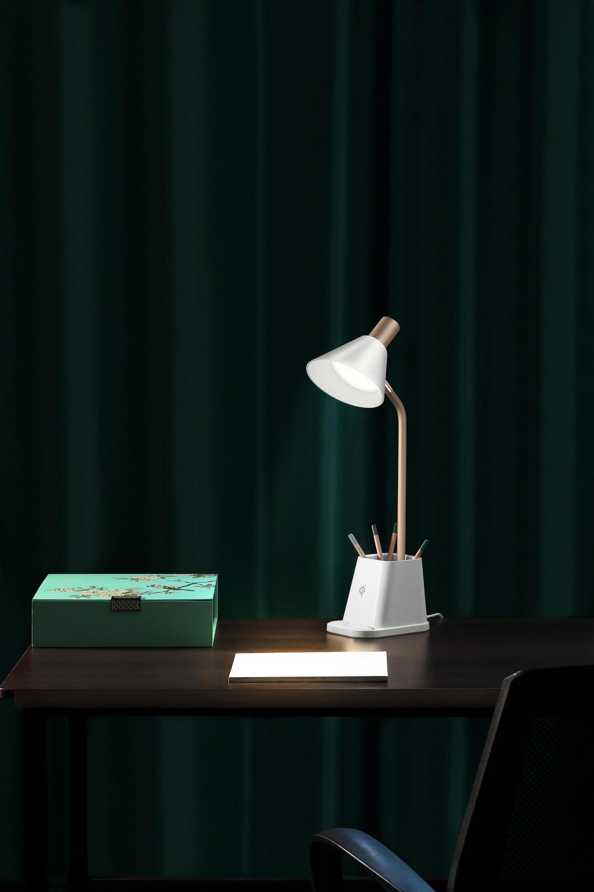 LED-SCHREIBTISCHLAMPE - dimmbar mit Wireless Charging und einstellbarer Farbtemperatur für modernes Arbeiten - Weiß, Kunststoff (17.7/10.2/40.4cm) - Northpoint