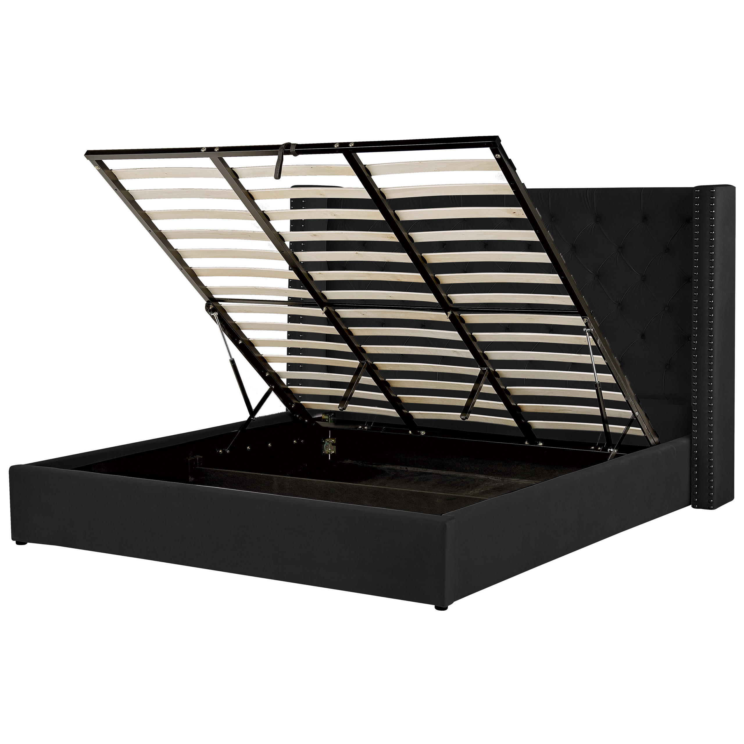 POLSTERBETT 180/200cm Schwarz Lubbon - Schwarz, Textil (180/200cm) - Beliani