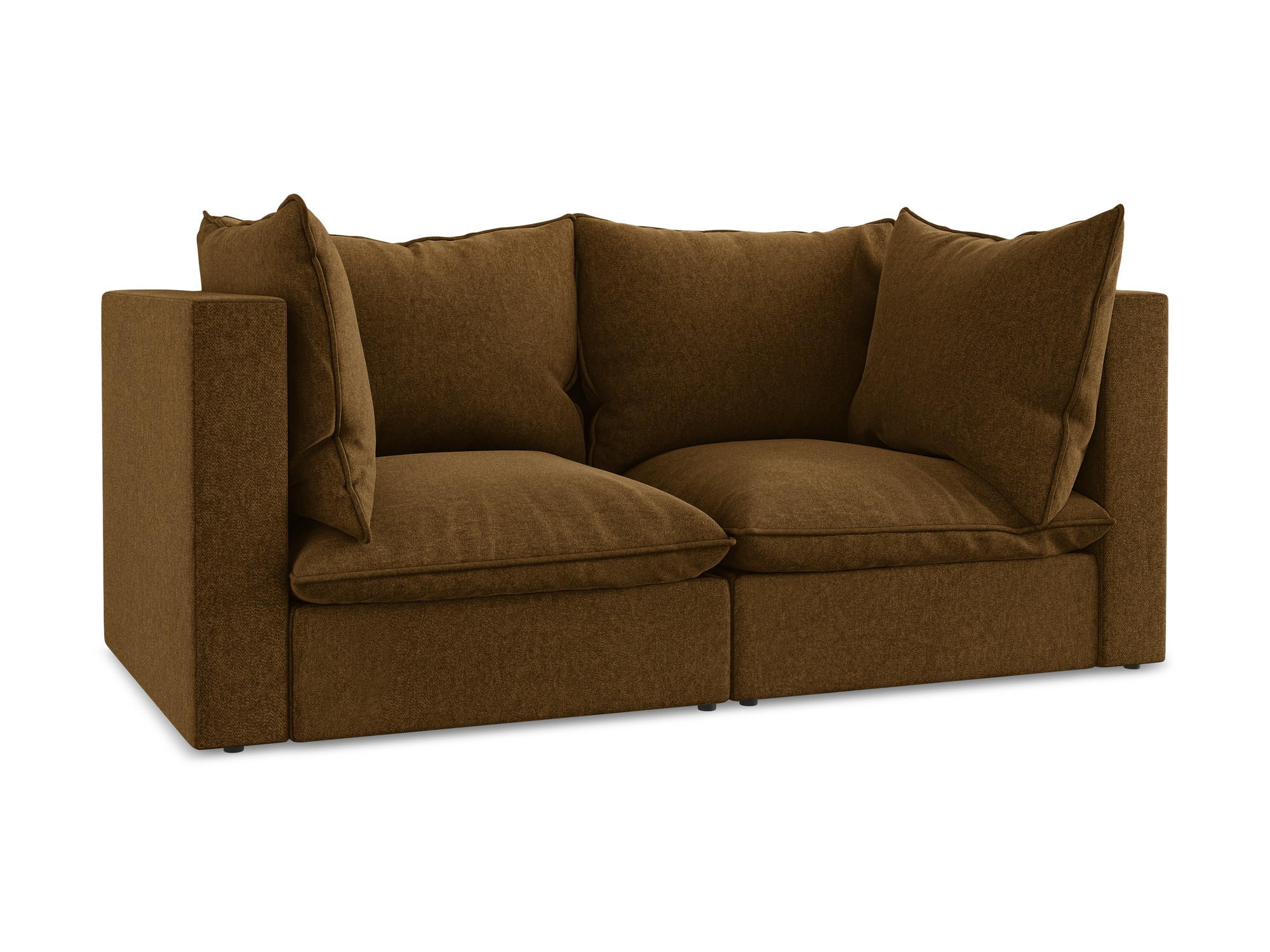 2-SITZER SOFA Samt Stoff Gelb - Currygelb/Schwarz, Holzwerkstoff/Kunststoff (180/77/90cm) - Makamii