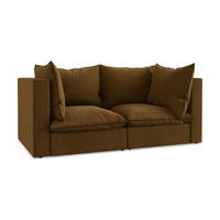 2-SITZER SOFA Samt Stoff Gelb - Currygelb/Schwarz, Holzwerkstoff/Kunststoff (180/77/90cm) - Makamii