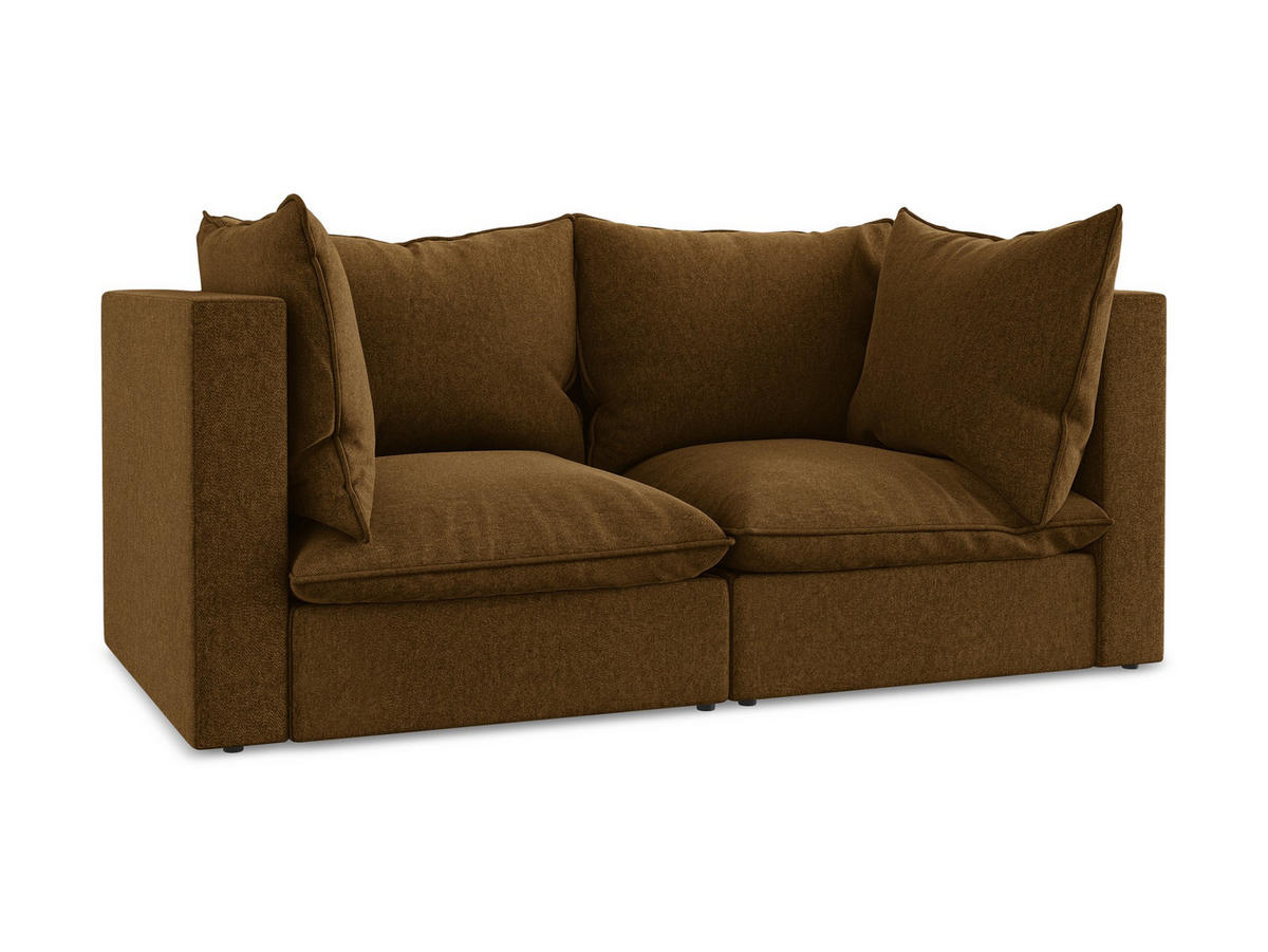 2-SITZER SOFA Samt Stoff Gelb - Currygelb/Schwarz, Holzwerkstoff/Kunststoff (180/77/90cm) - Makamii
