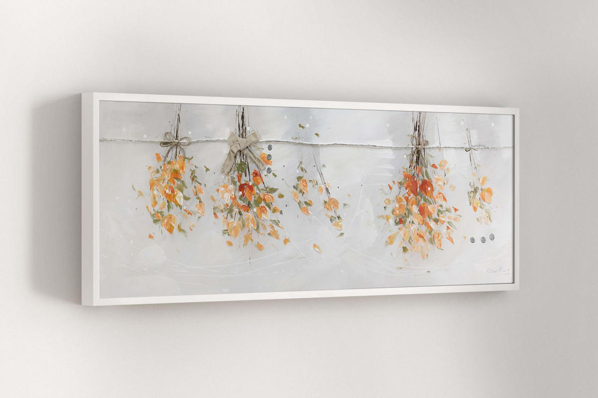 ULJANA SLIKA 150/50 cm, Životinje - narančasta/bijela, tekstil/drvo (150/50cm) - KUNSTLOFT