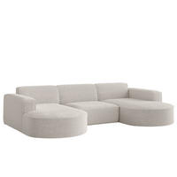 ECKSOFA Designer, Sofa U Form MODENA Stoff Loop Creme - Creme, Holz/Textil (299/165cm) - Kaiser Möbel