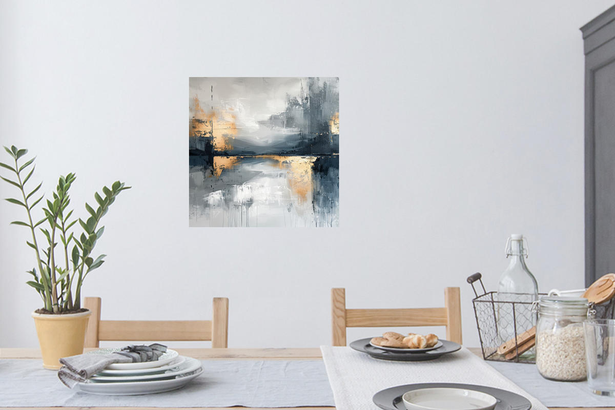 WANDTATTOO Kunst - Grau - Gold - Abstrakt 50x50 cm - Dunkelgrau, Kunststoff (50/50/0.1cm) - MuchoWow