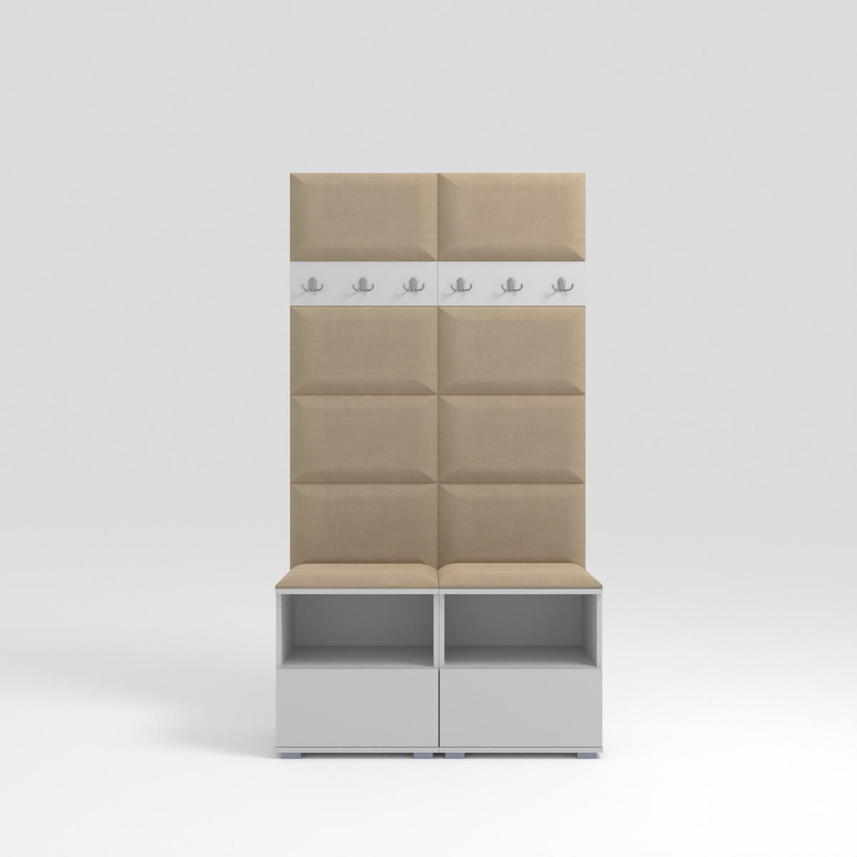 GARDEROBEN-SET Nela III mit gepolsterten Paneelen 100/187/40 - Beige/Silberfarben, Holzwerkstoff/Kunststoff (100/187/40cm)