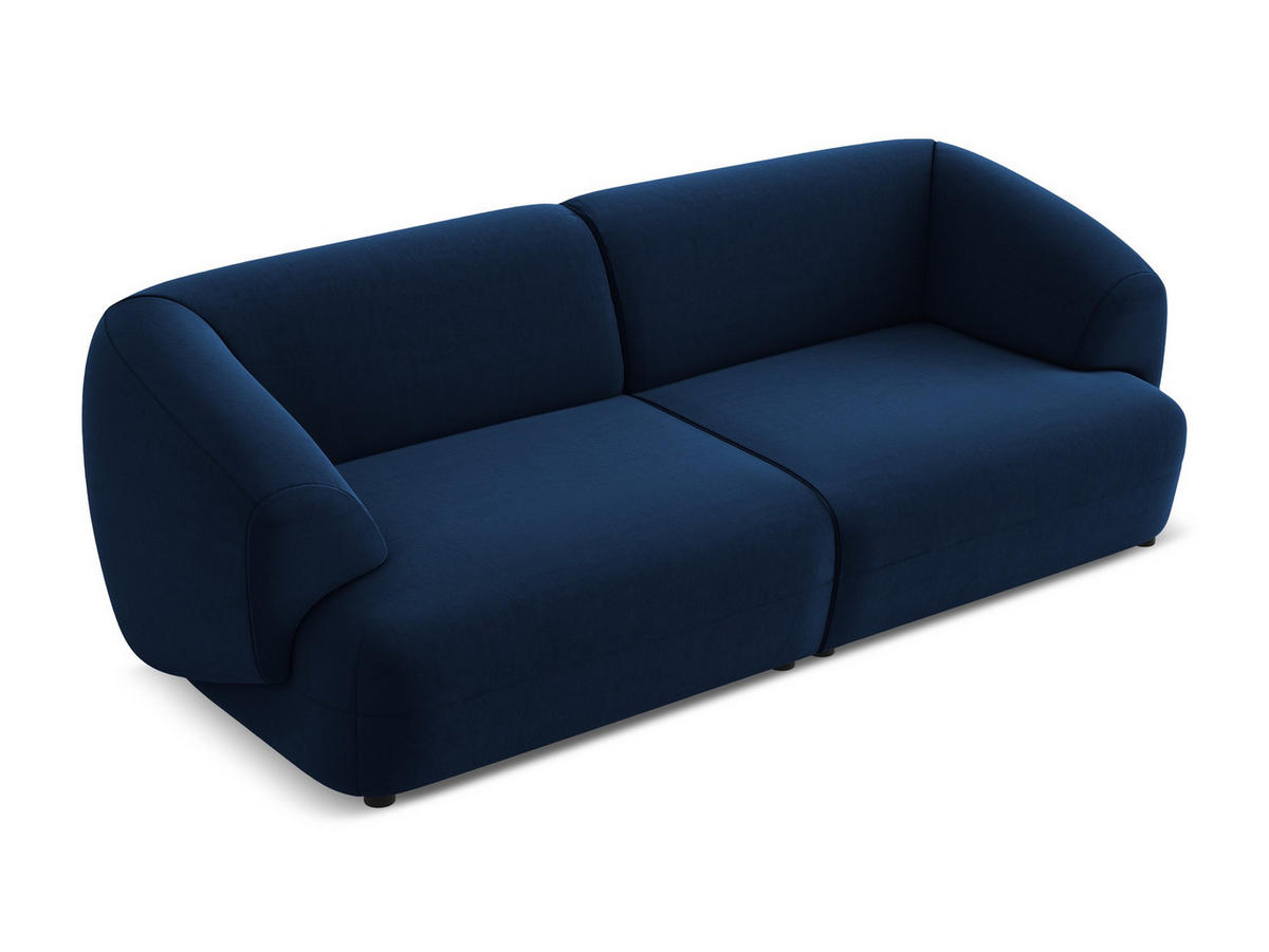 4-SITZER-SOFA Samt Stoff Blau - Blau/Schwarz, Kunststoff/Textil (232/81/98cm) - Makamii