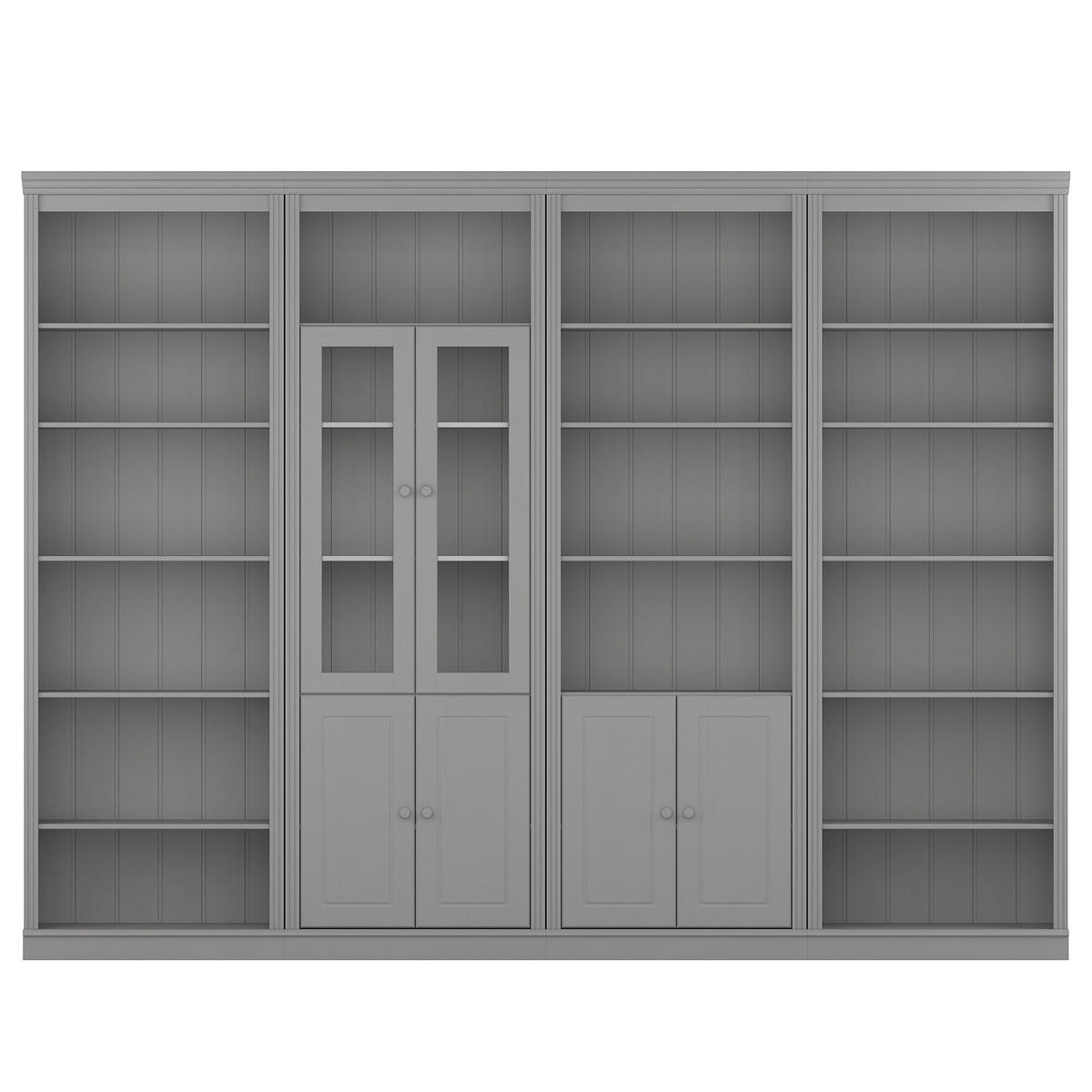 MASSIVE BÜCHERWAND - Massivholz - Kiefer - Kieferfarben/Grau, Holz (296/223/37cm) - home24
